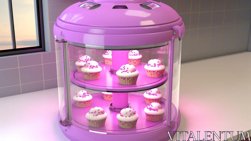 Pink Cupcake Vending Machine - Sweet Treats on Display AI Image