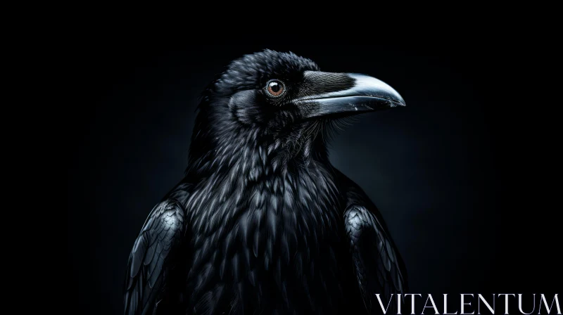 AI ART Dark Raven Portrait on Black Background