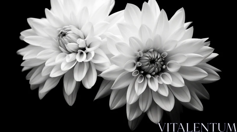 Monochrome Dahlia Flowers: Elegant Floral Composition AI Image