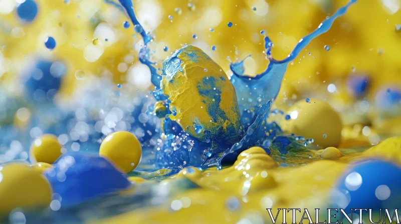 Surreal 3D Rendering: Yellow Egg in Blue Liquid AI Image