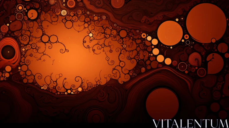 Intriguing Abstract Circles and Spirals Pattern in Orange and Brown AI Image