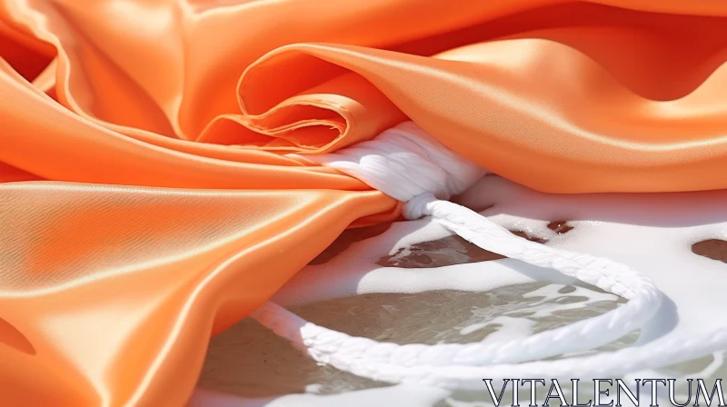 White Rope Tied Around Orange Silk Fabric | Abstract Art AI Image