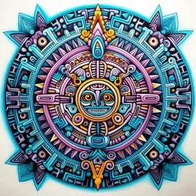 Aztec Calendar Artwork: A Mesmerizing Display of Spray-Painted Realism