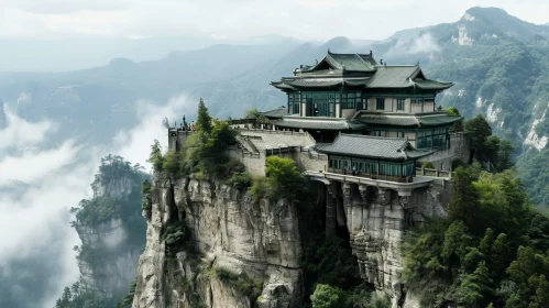 Enchanting Chinese-Style Palace on Cliff with Mountain Views