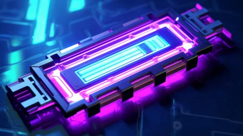 Intricate 3D Rendering of Glowing Computer Chip