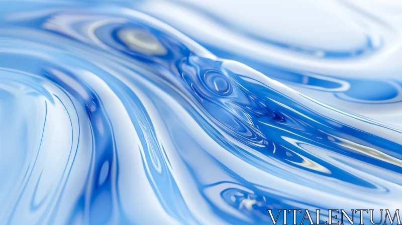Blue Liquid Ripple Effect - Serene Close-Up View AI Image