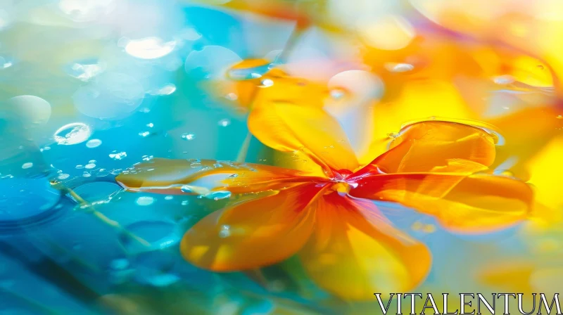 Delicate Yellow Flower Floating on Water - Close-up Nature Photo AI Image