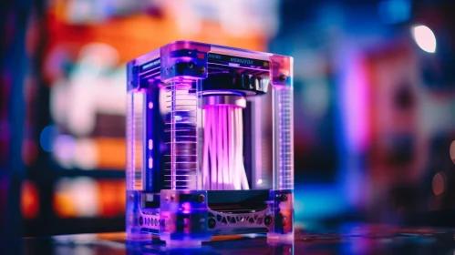 Stunning 3D Printer Artwork: Transparent Material & Purple Light