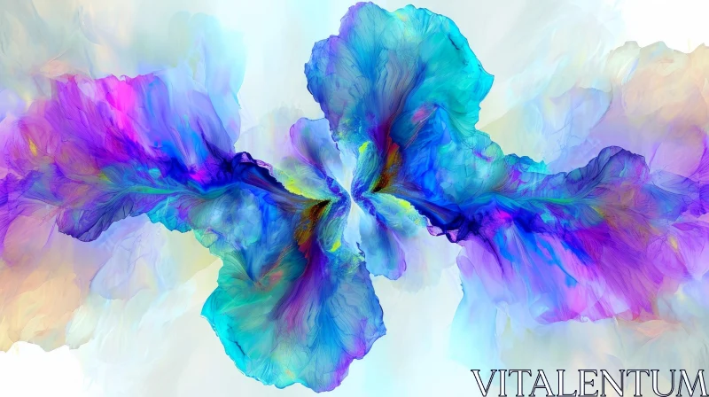 Blue and Purple Flower Abstract Art AI Image