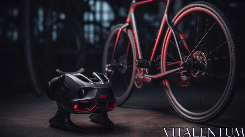 Dark Moody High-End Bicycle Helmet Product Shot AI Image