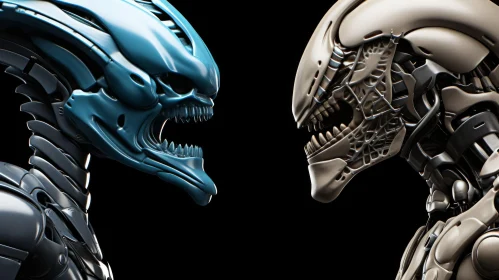 Epic Alien Creature Battle - Dark Sci-Fi Artwork