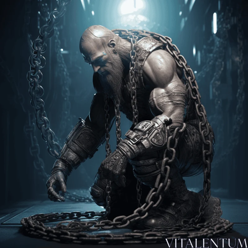 Mysterious Man on Chains HD Wallpaper | Detailed and Intense Art AI Image
