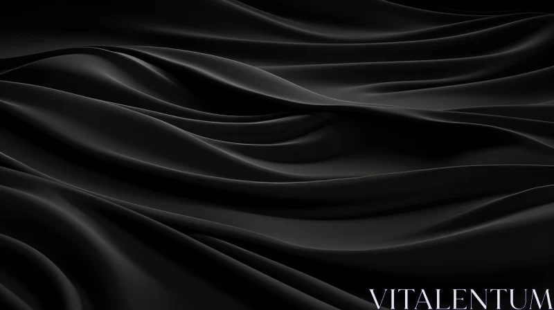 Elegant Black Silk Fabric with Flowing Waves AI Image