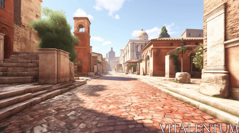 AI ART Enchanting Ancient Street with Ray Tracing: Neoclassical Mediterranean-Inspired Scene