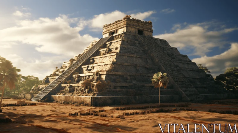 Pyramids of Chichen Itza: A Captivating 3D Rendering AI Image