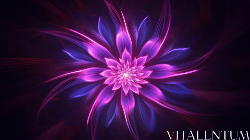 Intricate Fractal Flower in Purple and Blue AI Image