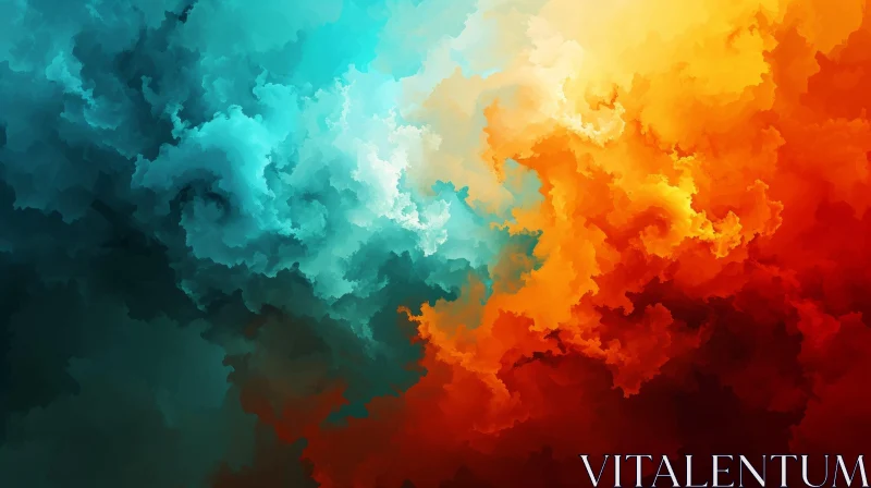 Vivid Abstract Painting with Blue and Orange Gradient AI Image