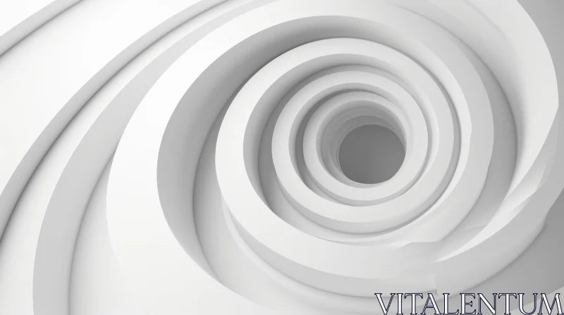 White Spiral Tunnel 3D Rendering AI Image