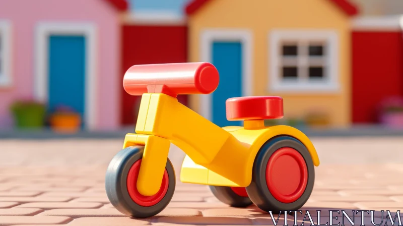 Yellow Toddler Tricycle 3D Rendering AI Image