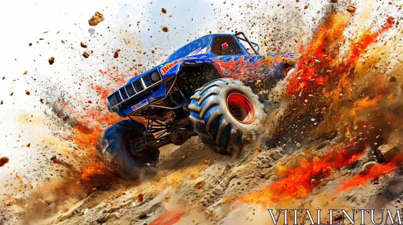 Blue Monster Truck Jump - Mayhem Number 7 AI Image