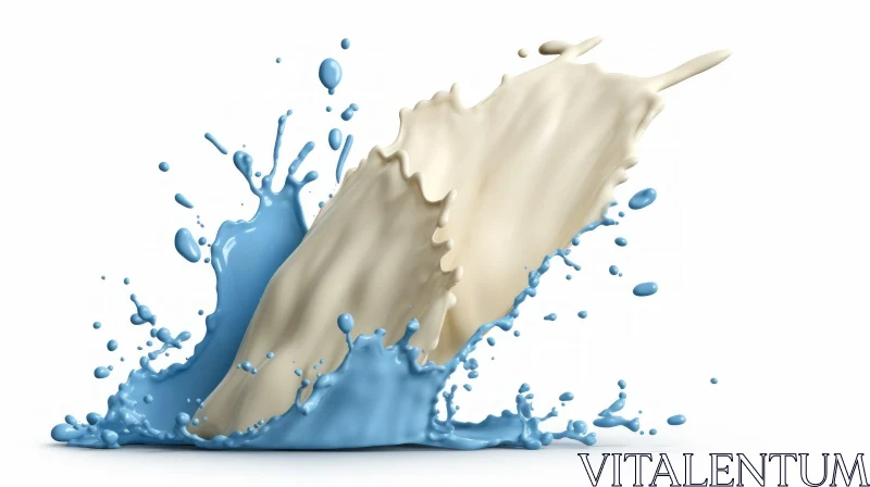 Blue and White Liquid Splash in 3D Art AI Image