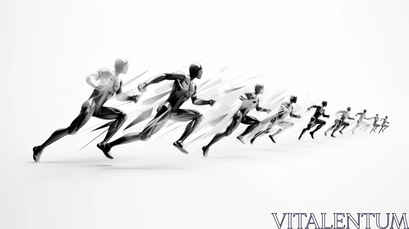 AI ART Dynamic Group of Runners Illustration