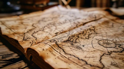 Antique Map on Parchment - Vintage Decor