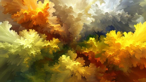 Intricate Fractal Forest Pattern - Vibrant Autumn Colors