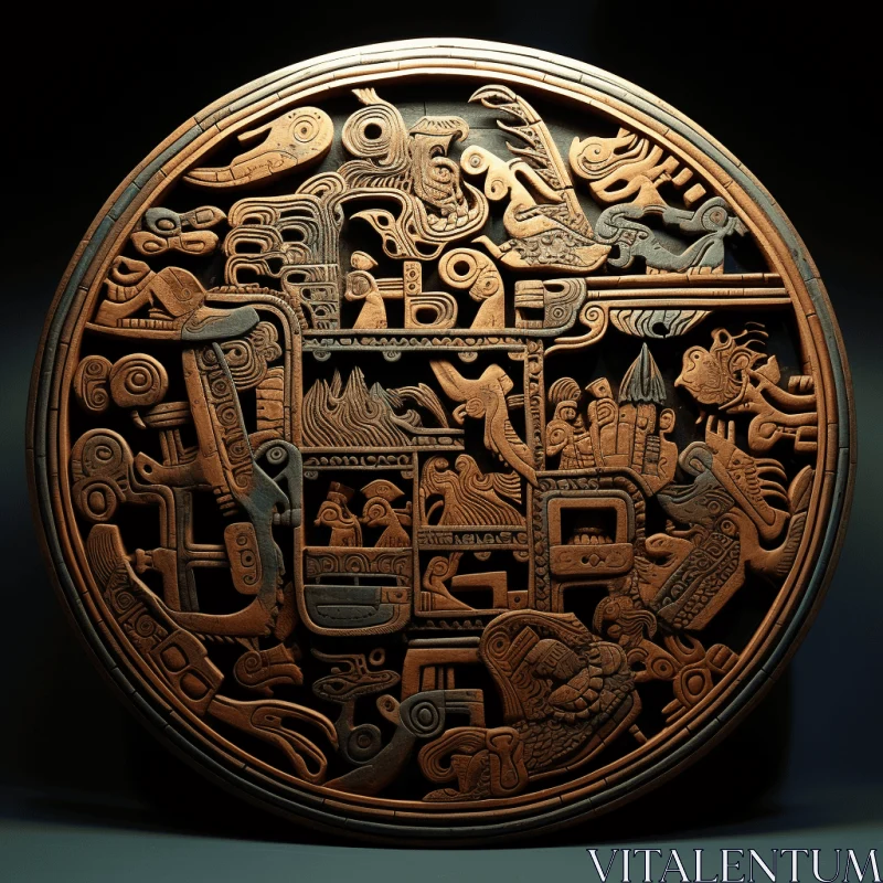 Intricate Copper Carving Inspired by Maya Art | Ancient World AI Image