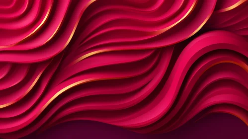 Luxurious Red and Gold 3D Wavy Surface Rendering