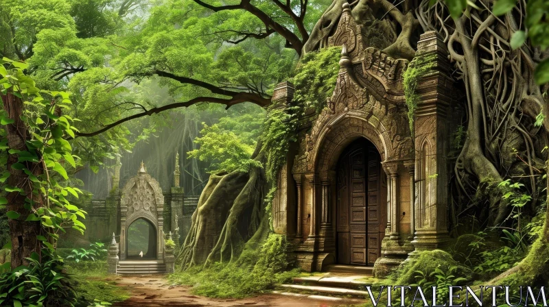 Enigmatic Overgrown Temple in Jungle | Digital Art AI Image