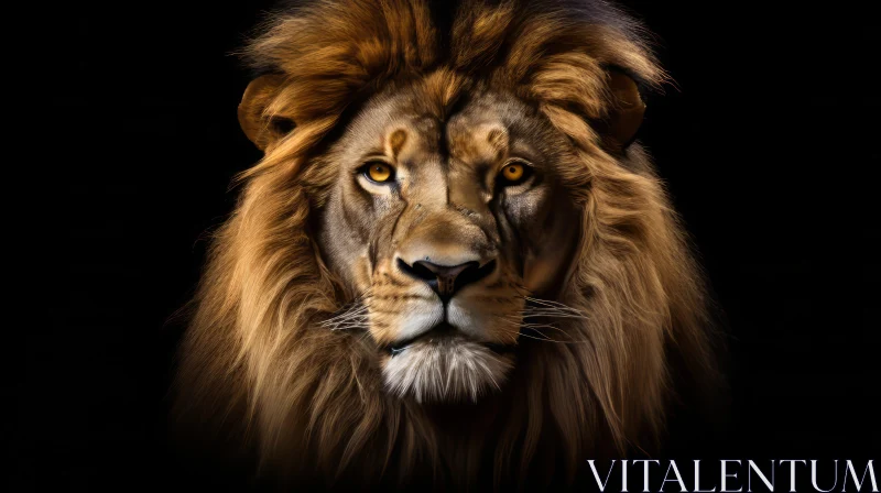 Majestic Lion Portrait on Dark Background AI Image
