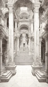 Magnificent Temple: Detailed Baroque Design and Marble Splendor