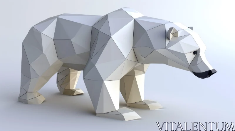 Polygonal Polar Bear 3D Rendering AI Image
