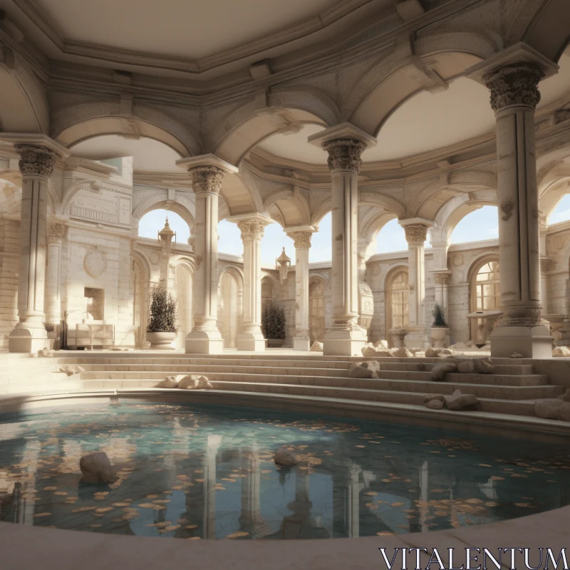 Captivating Pool at an Old Palace | Unreal Engine 5 | Ray Tracing AI Image