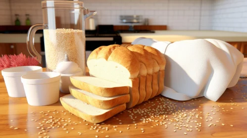 Delicious Loaf of Bread on Wooden Table