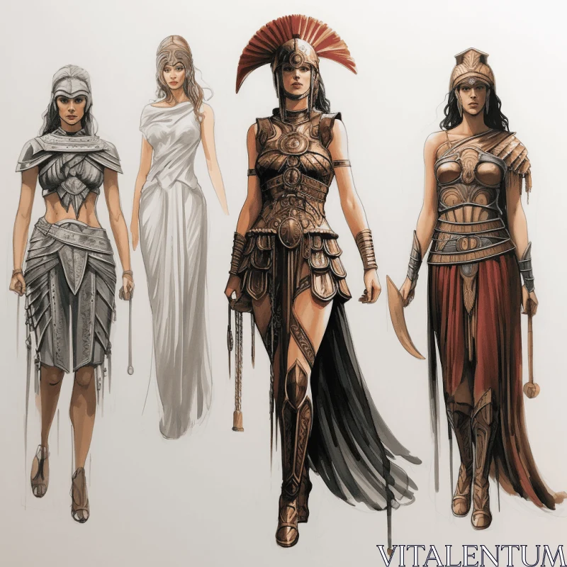 Ancient Greek Warrior Costumes - Realistic and Detailed Artwork AI Image