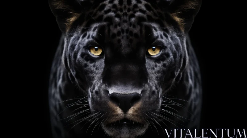 Intense Close-up of Majestic Black Panther AI Image