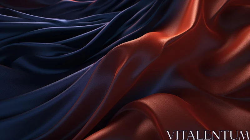 Luxurious Silk Fabric in Red and Blue Wave Pattern AI Image