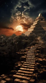Moonlit Mayan Pyramid: A Captivating Ancient Wonder