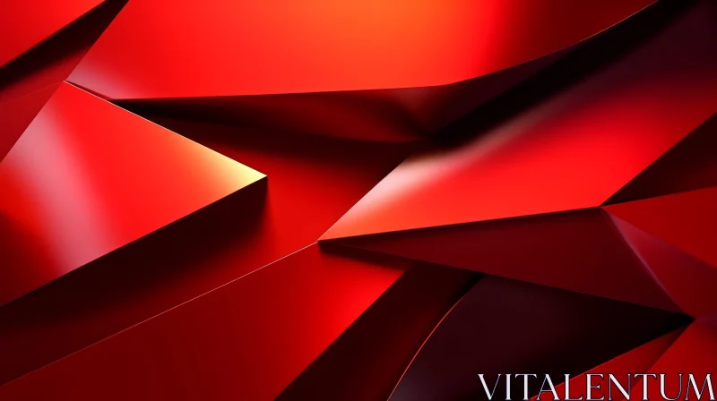 Red Geometric 3D Abstract Surface Design AI Image