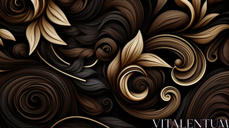 Brown and Black Floral Seamless Pattern AI Image