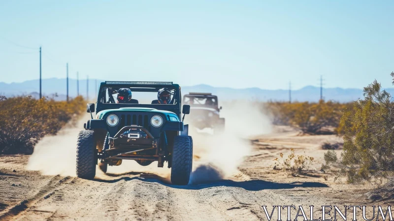Off-Road Jeep Adventure in Desert Landscape AI Image