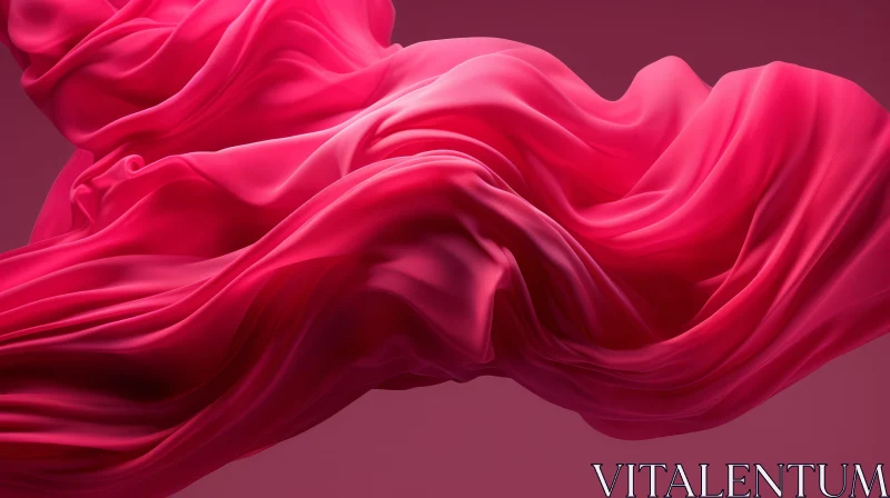 Pink Silk Cloth 3D Render - Wave Pattern Draped Fabric AI Image