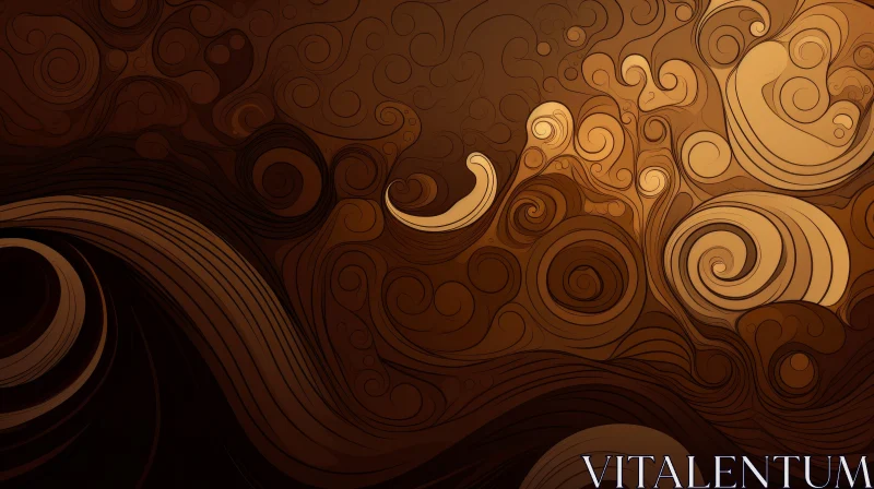 Coffee-Colored Wave Pattern Background AI Image