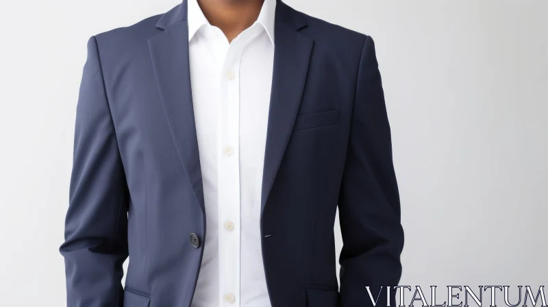 Serious African-American Man in Blue Suit Portrait AI Image