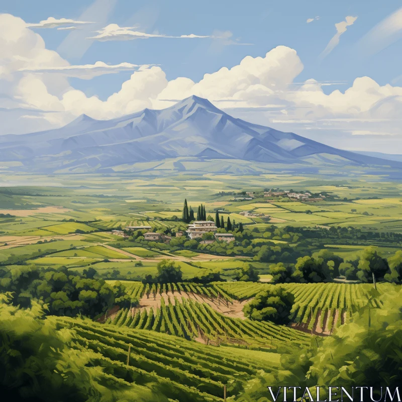 Captivating Vineyard Scene with Intricate Illustrations AI Image