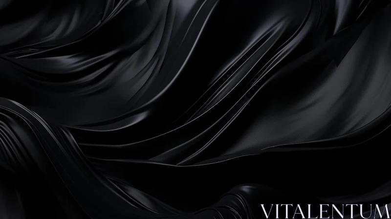 Intriguing 3D Black Silk Cloth Rendering with Soft Waves and Folds AI Image
