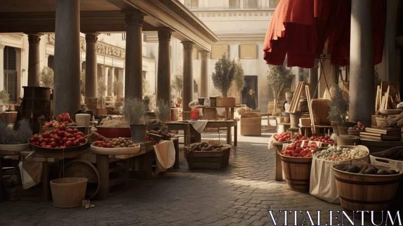 Captivating Food Market Scene in Ancient Rome AI Image