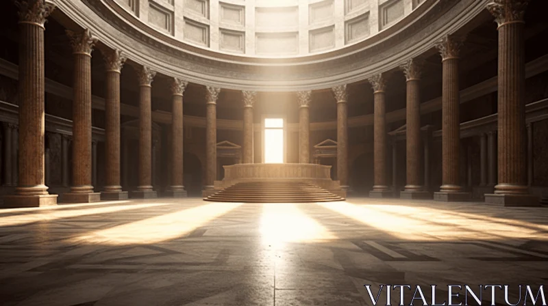 Ethereal Beauty: Sunlit Neoclassical Architecture AI Image